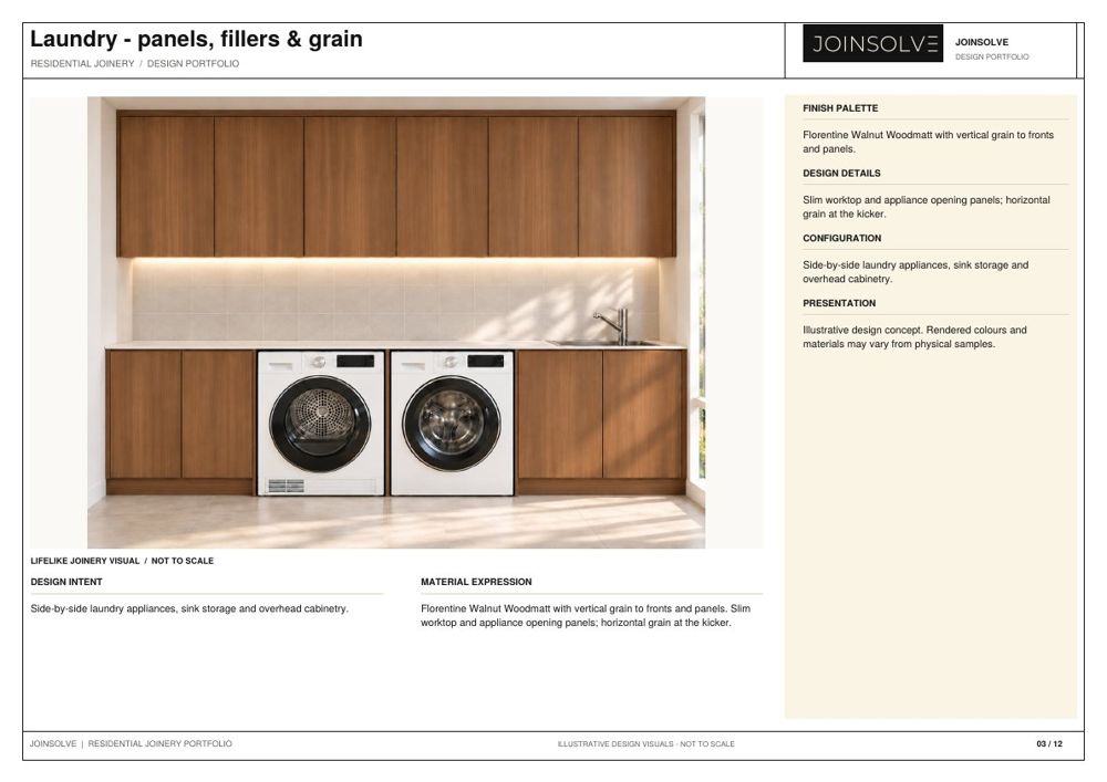 Portfolio sheet 03: Laundry - panels, fillers & grain