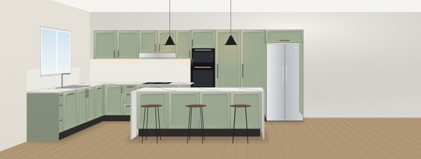 Sage shaker L-shape kitchen concept